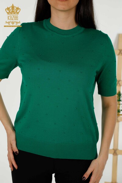 Grossiste Pull en Tricot Femme - Modèle Américain - Vert - 30131 | KAZEE - 2