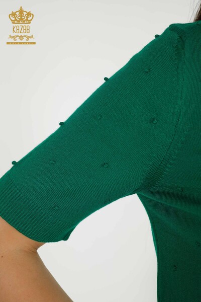 Grossiste Pull en Tricot Femme - Modèle Américain - Vert - 30131 | KAZEE - 4