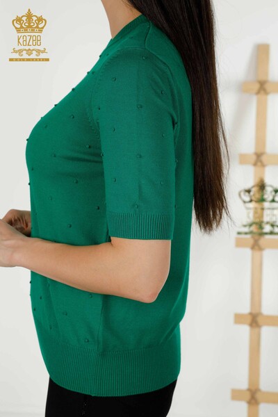 Grossiste Pull en Tricot Femme - Modèle Américain - Vert - 30131 | KAZEE - 6