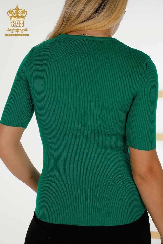 Grossiste Pull en Tricot Femme - Manches Courtes - Vert - 30397 | KAZEE - 5