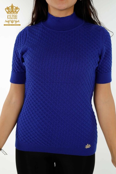 Grossiste Tricot Femme - Modèle Américain Basique Bleu Foncé - 30119 | KAZEE - 2