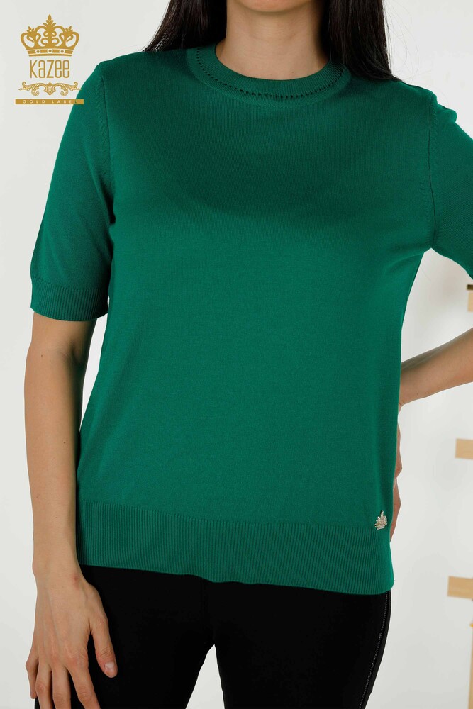 Grossiste Pull en Tricot Femme - Modèle Américain - Vert - 30255 | KAZEE - 2