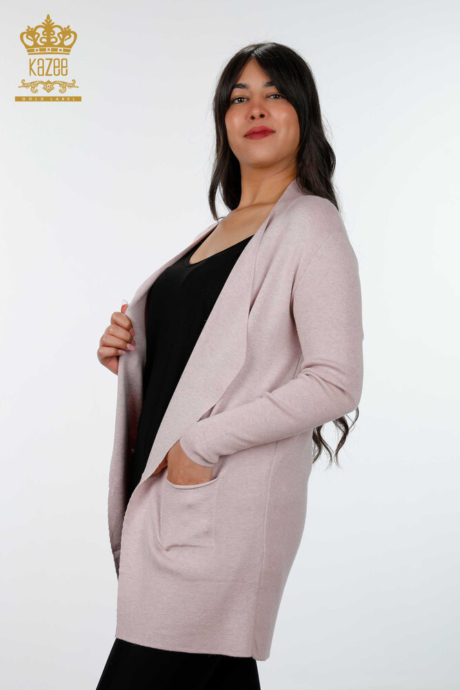 Grossiste Cardigan Femme Viscose Deux Poches Long - 15196 | KAZEE - 7