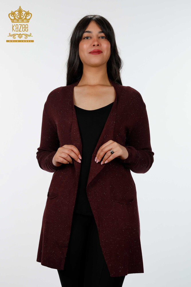 Grossiste Cardigan Femme Viscose Deux Poches Long - 15196 | KAZEE - 24