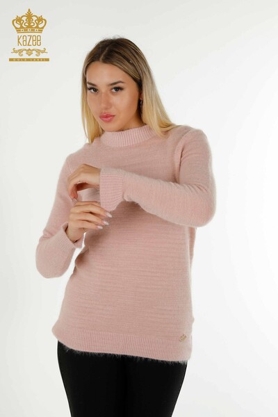 Grossiste Pull en Maille Femme Basic Angora Poudre - 18830 | KAZEE 