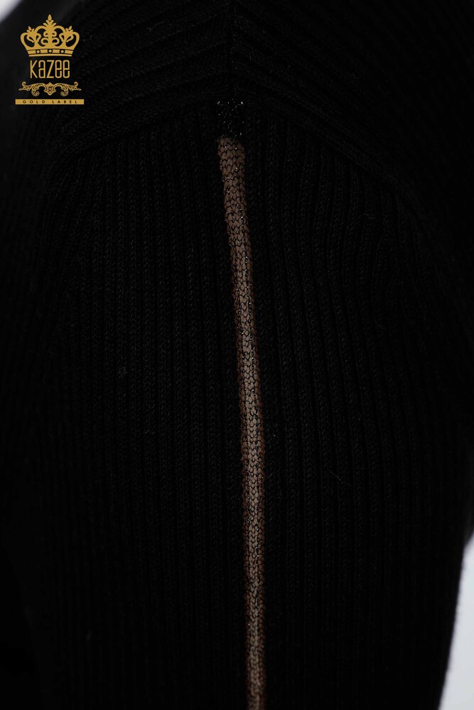 Grossiste Tricot Femme Détail Manches Pierre Brodé Rayé - 16241 | KAZEE - 17