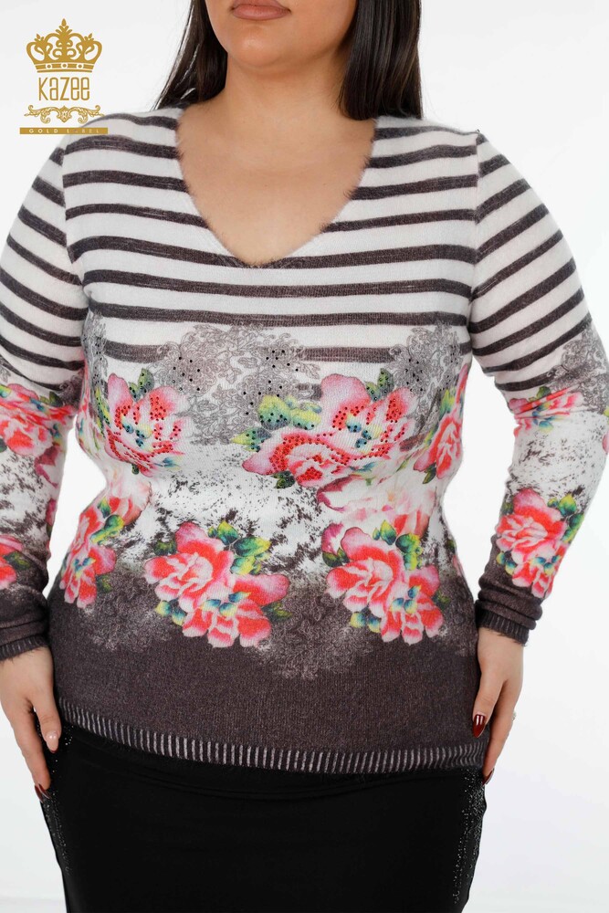 Vente en gros de pull en tricot à motifs angora pour femmes - 18513 | KAZEE - 2