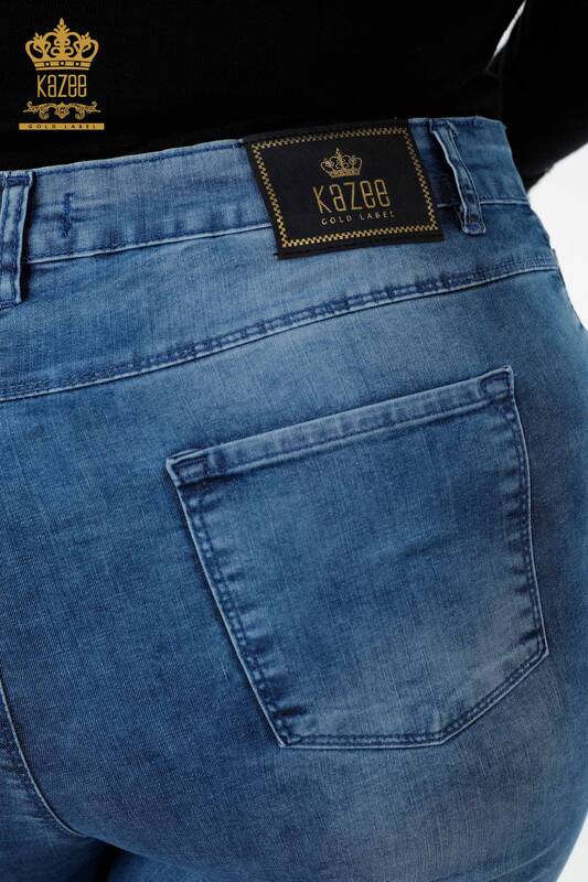 Grossiste Jeans Femme Motif Rayé Bleu - 3568 | KAZEE