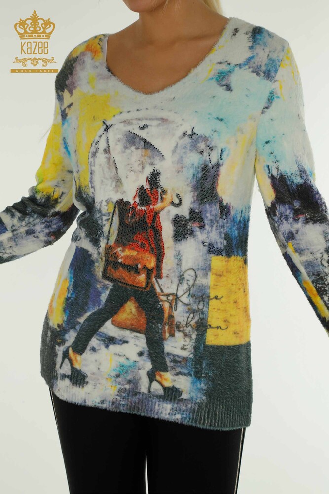 Wholesale Women's Angora Knitwear Sweater Digital Printed - 40021 | KAZEE - 2