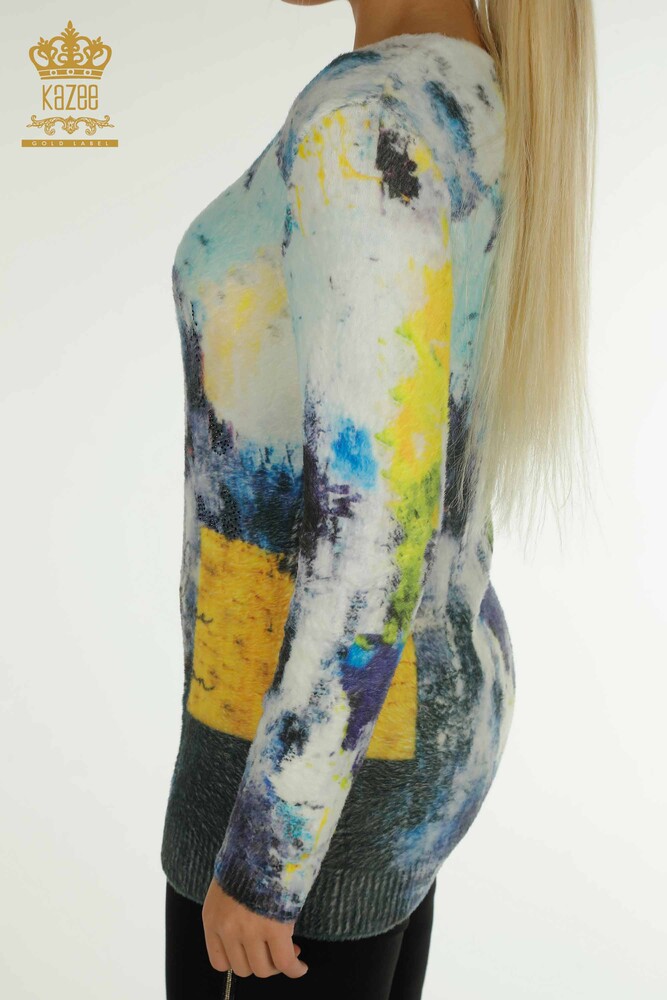 Wholesale Women's Angora Knitwear Sweater Digital Printed - 40021 | KAZEE - 6