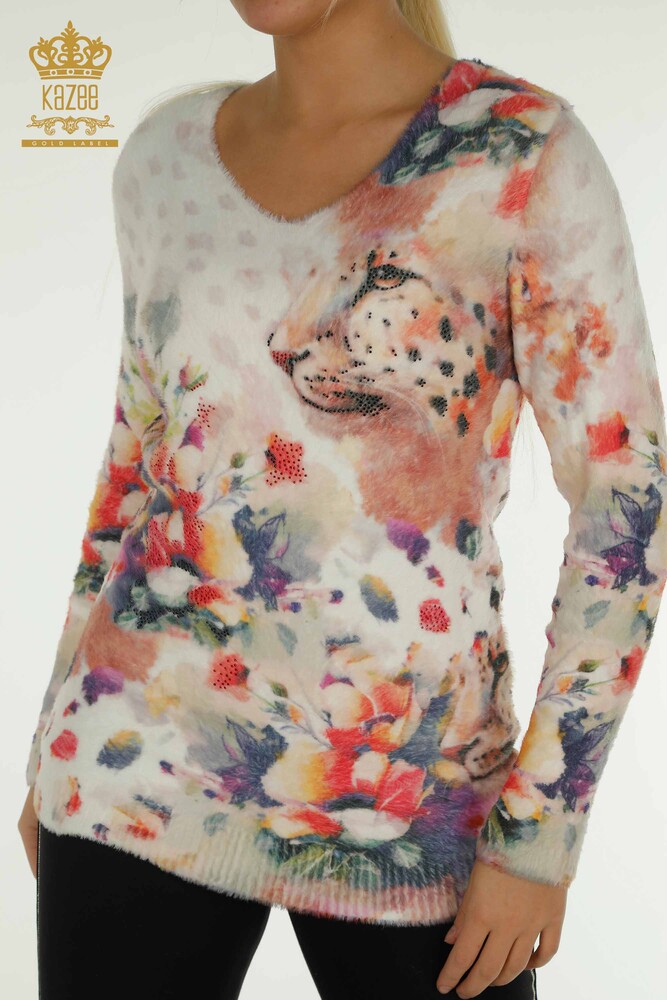 Wholesale Women's Angora Knitwear Sweater Tiger Printed Digital - 40022 | KAZEE - 2