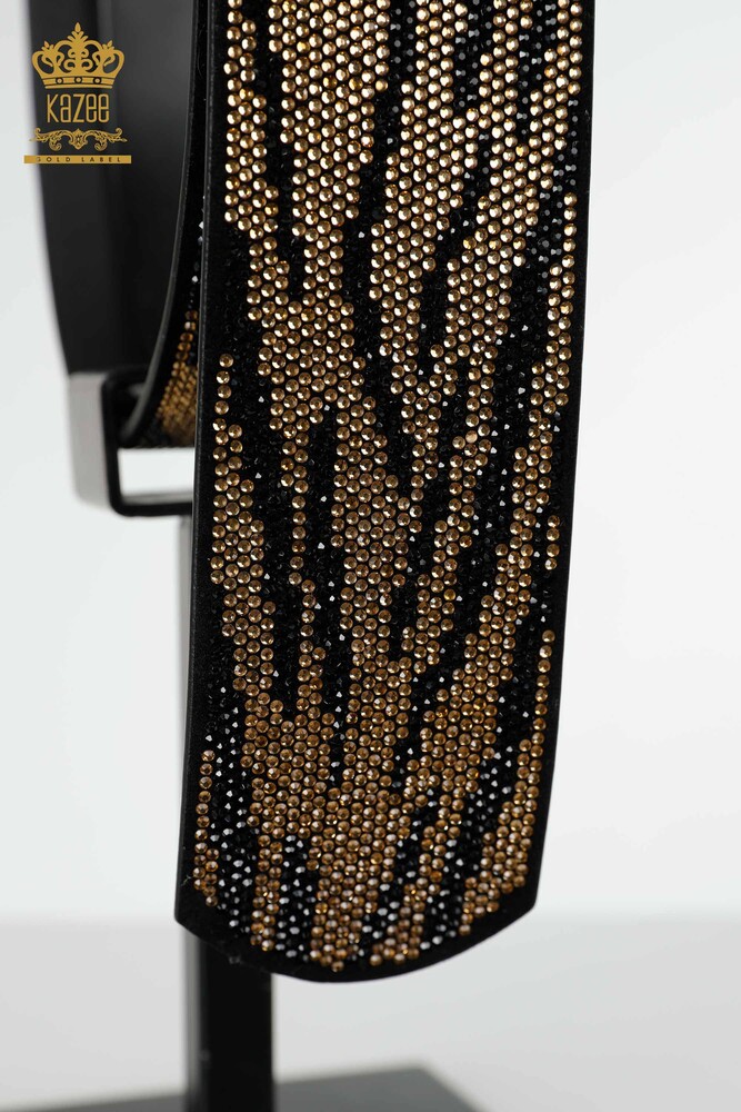 Wholesale Women's Belt Crystal Stone Embroidered Black - 538 | KAZEE - 3