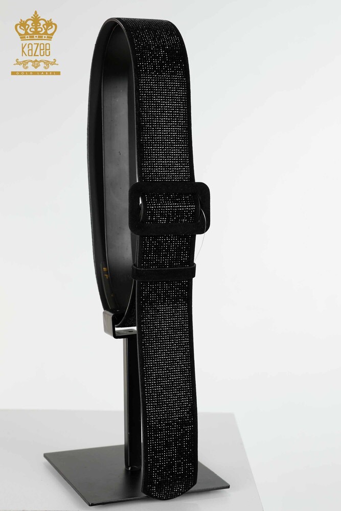 Wholesale Women's Belt Stone Embroidered Black - 500 | KAZEE - 1