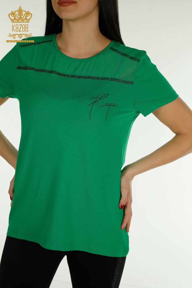 Wholesale Women's Blouse American Model Green - 78857 | KAZEE - 2