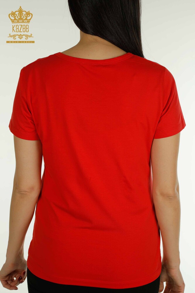 Wholesale Women's Blouse American Model Red - 79177 | KAZEE - 6