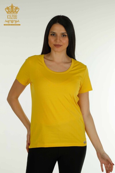 Wholesale Women's Blouse American Model Yellow - 79177 | KAZEE 