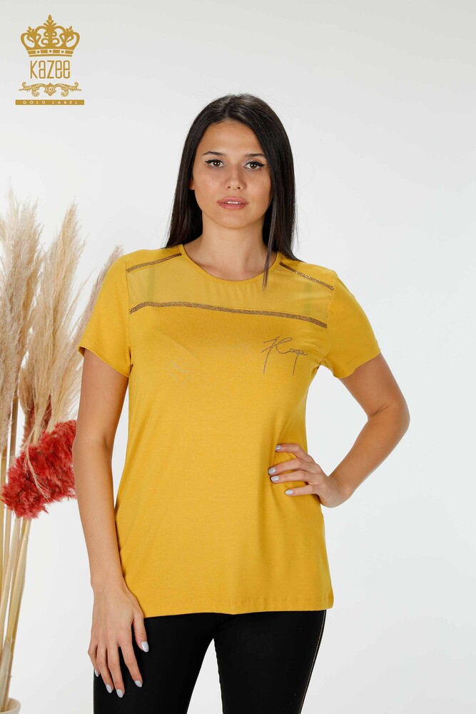 Wholesale Women's Blouse American Model Saffron - 78857 | KAZEE - 1