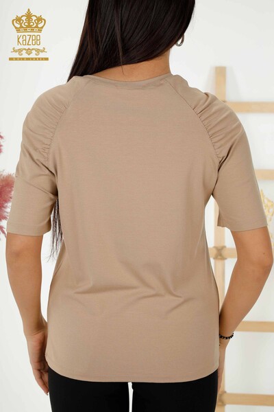 Wholesale Women's Blouses - Basic - Beige - 79219 | KAZEE - 6