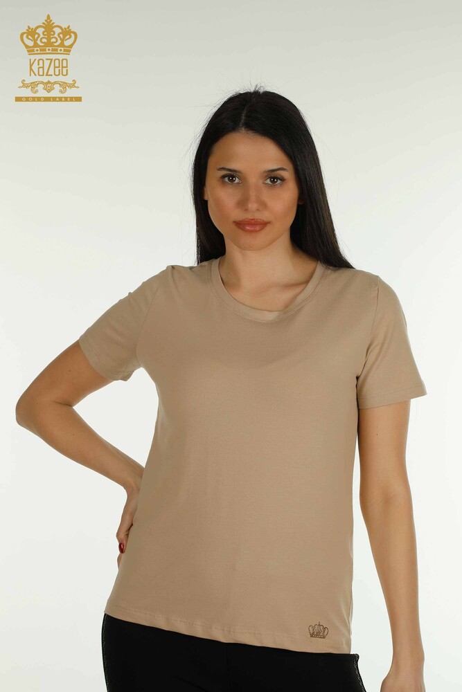 Wholesale Women's Blouse Basic Beige - 79562 | KAZEE - 1