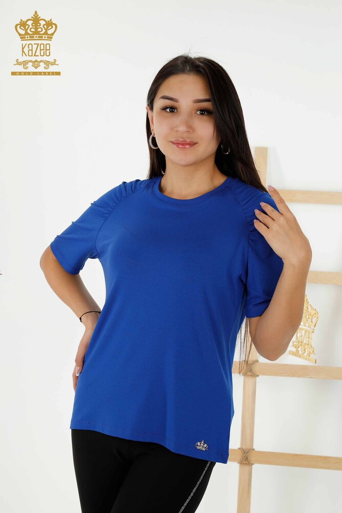 Wholesale Women's Blouse Basic Dark Blue - 79219 | KAZEE - 1