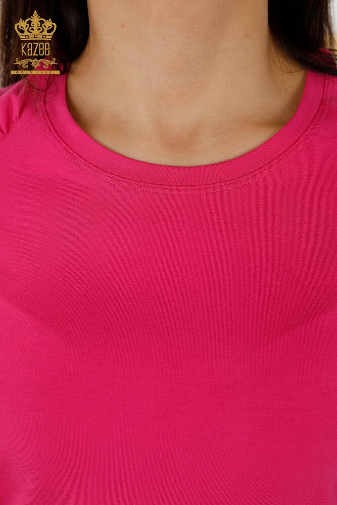 Wholesale Women's Blouses Basic Fuchsia - 79219 | KAZEE - 3