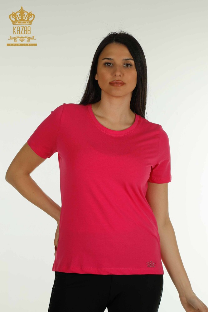 Wholesale Women's Blouse Basic Fuchsia - 79562 | KAZEE - 1