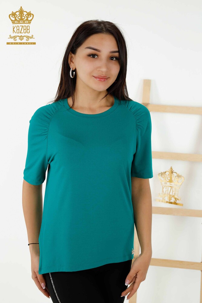 Wholesale Women's Blouse Basic Green - 79219 | KAZEE - 1