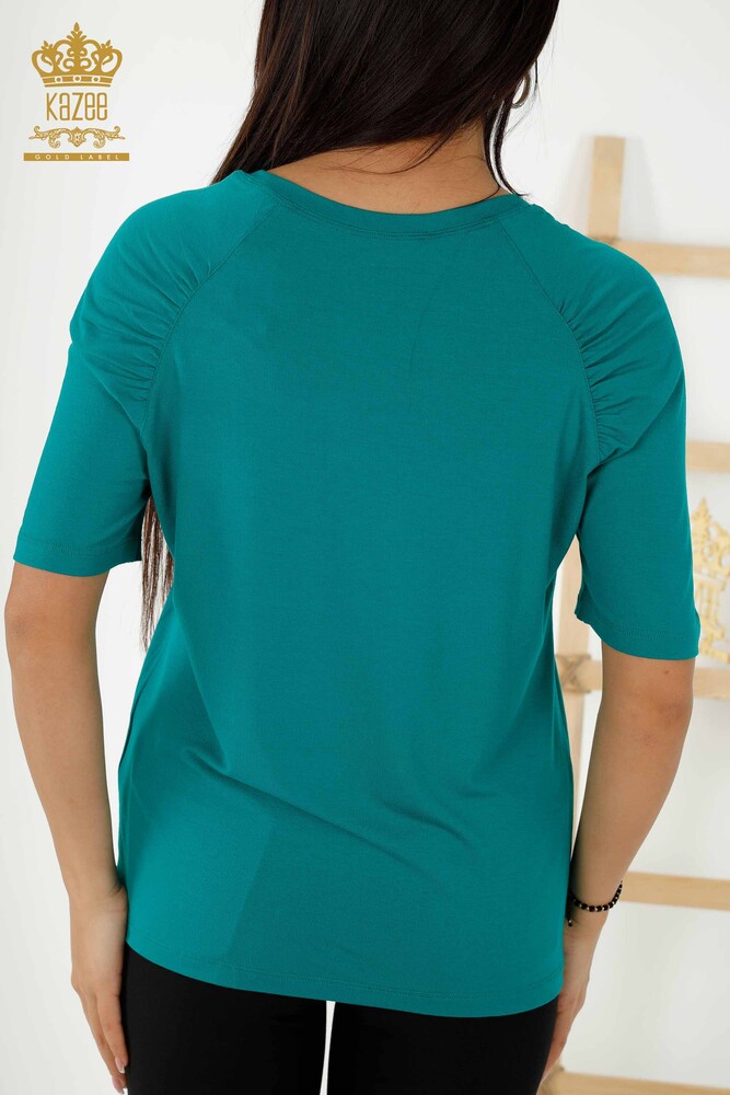 Wholesale Women's Blouse Basic Green - 79219 | KAZEE - 6