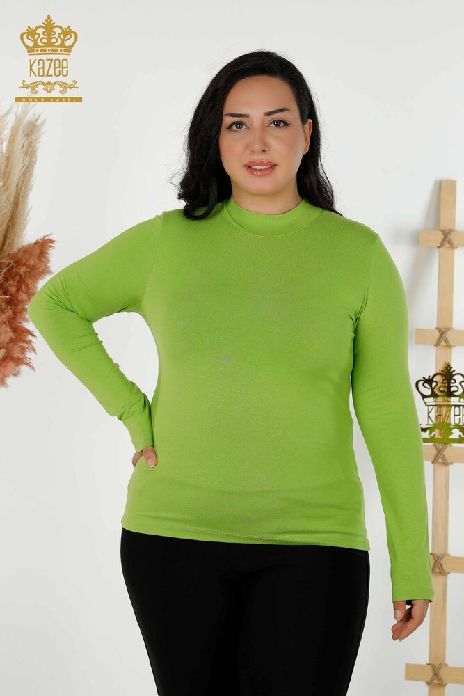 Wholesale Women's Blouse - Basic - Pistachio Green - 79258 | KAZEE - 1