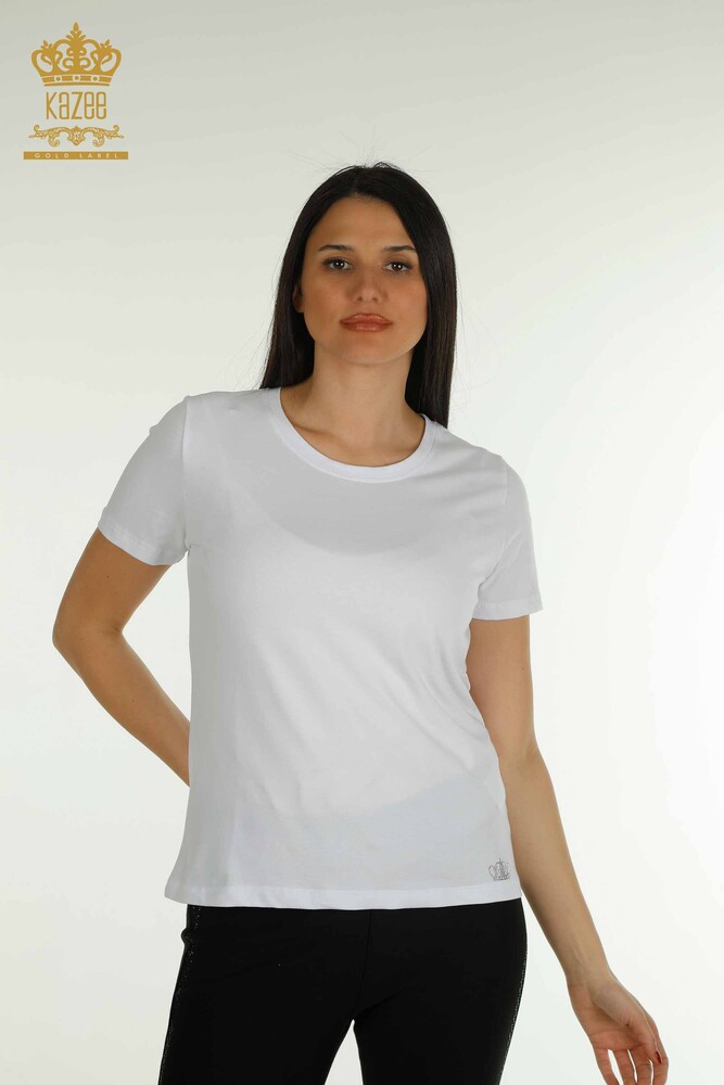 Wholesale Women's Blouse Basic White - 79562 | KAZEE - 1