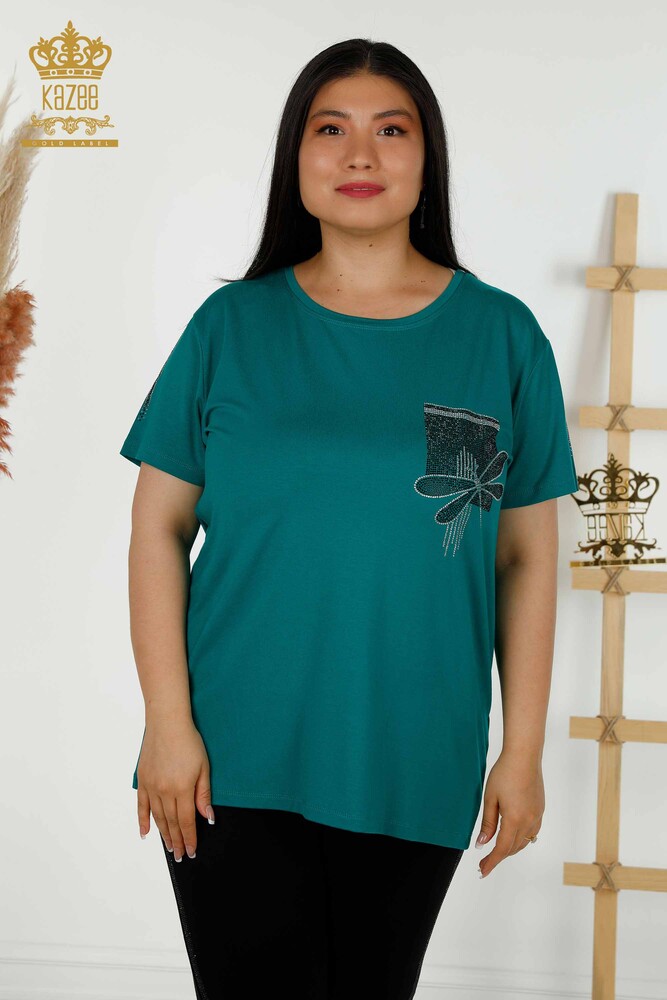 Wholesale Women's Blouse - Dragonfly Detailed - Green - 79370 | KAZEE - 1