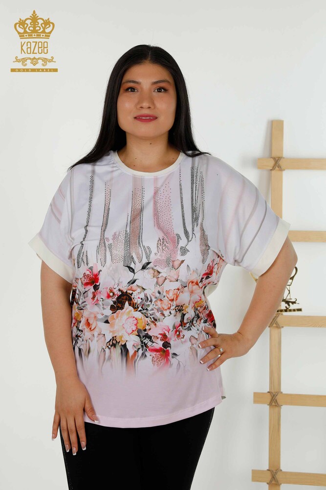 Wholesale Women's Blouse - Floral Pattern - Digital - 79253 | KAZEE - 1