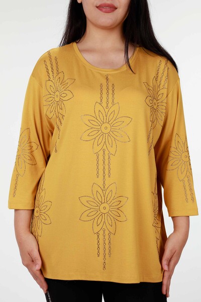 Wholesale Women's Blouse Floral Embroidered Half Sleeve - 77989 | KAZEE - 8