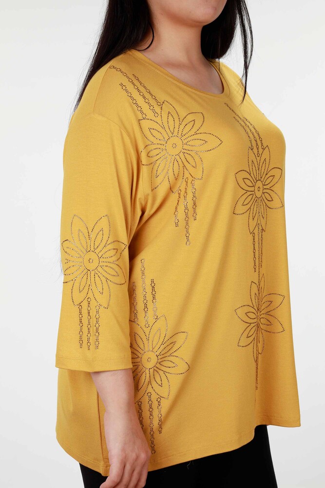 Wholesale Women's Blouse Floral Embroidered Half Sleeve - 77989 | KAZEE - 9