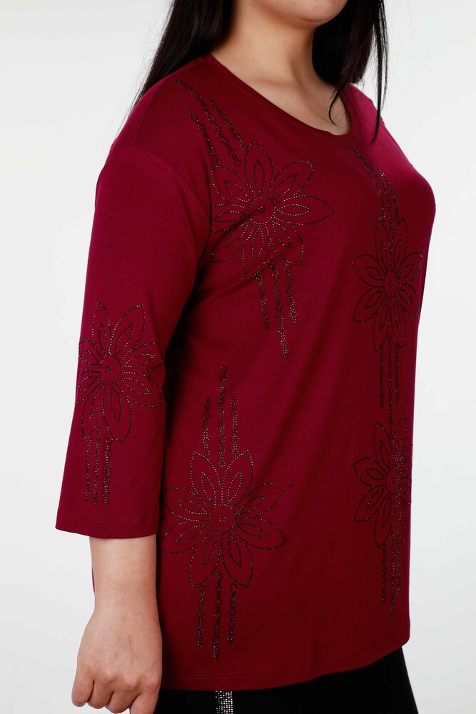 Wholesale Women's Blouse Floral Embroidered Half Sleeve - 77989 | KAZEE - 15