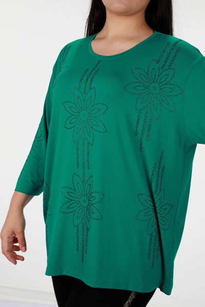 Wholesale Women's Blouse Floral Embroidered Half Sleeve - 77989 | KAZEE - 30