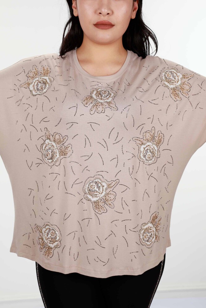 Wholesale Women's Blouse With Flower Embroidery Stone Embroidered - 78898 | KAZEE - 19