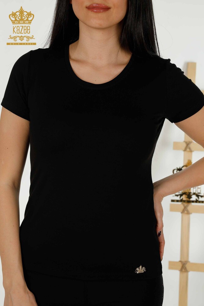 Wholesale Women's Blouse - Short Sleeve - Basic - Black - 79287 | KAZEE - 2