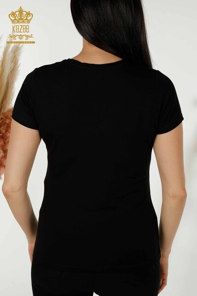 Wholesale Women's Blouse - Short Sleeve - Basic - Black - 79287 | KAZEE - 6