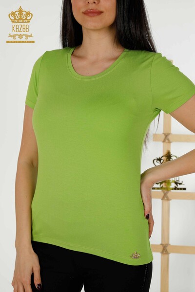 Wholesale Women's Blouse - Short Sleeve - Basic - Pistachio Green - 79287 | KAZEE - 2