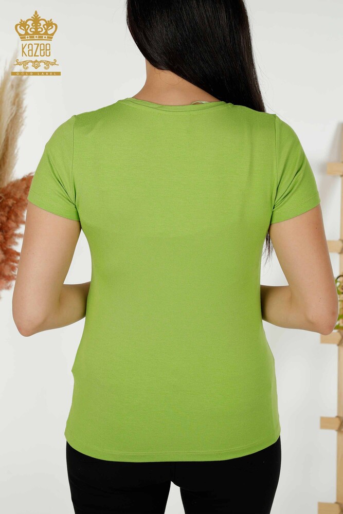 Wholesale Women's Blouse - Short Sleeve - Basic - Pistachio Green - 79287 | KAZEE - 7