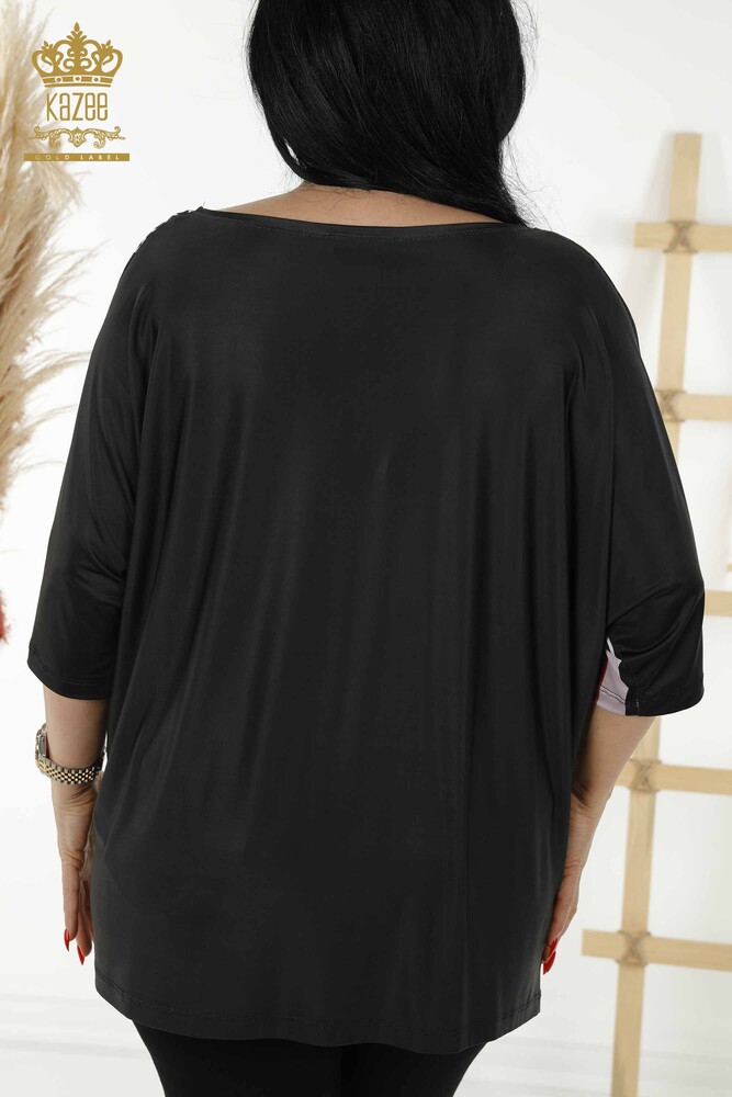 Wholesale Women's Blouse - Short Sleeve - Black - 12043 | KAZEE - 7