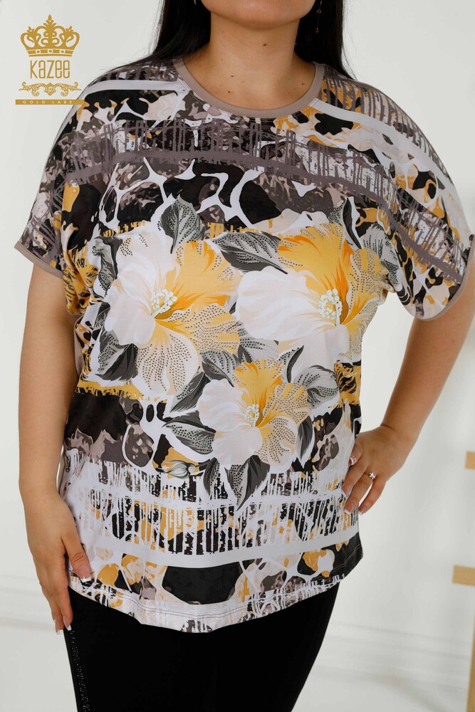 Wholesale Women's Blouse - Short Sleeve - Digital - 12202 | KAZEE - 2