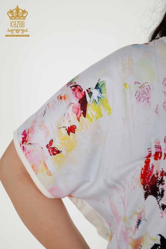 Wholesale Women's Blouse - Short Sleeve - Floral Digital - 12091 | KAZEE - 7