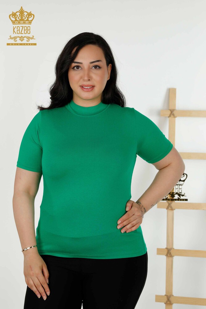 Wholesale Women's Blouse - Short Sleeve - Green - 79264 | KAZEE - 1