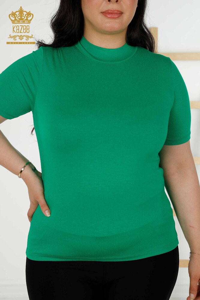 Wholesale Women's Blouse - Short Sleeve - Green - 79264 | KAZEE - 2