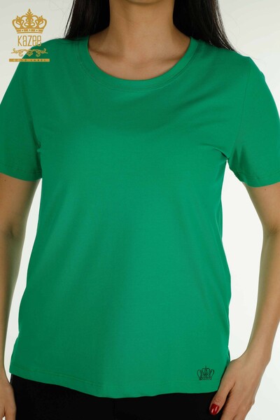 Wholesale Women's Blouse Short Sleeve Green - 79563 | KAZEE - 2