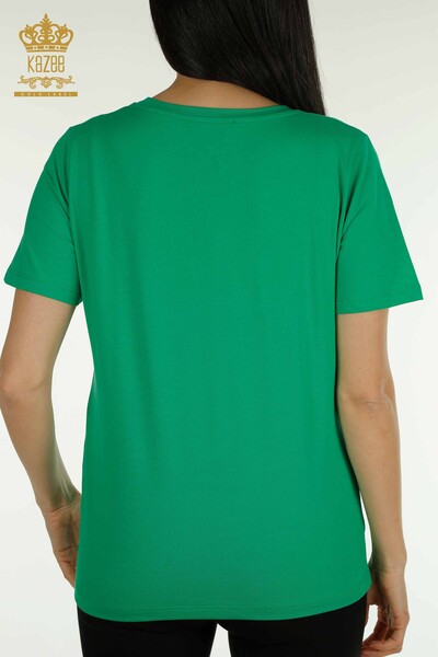 Wholesale Women's Blouse Short Sleeve Green - 79563 | KAZEE - 7