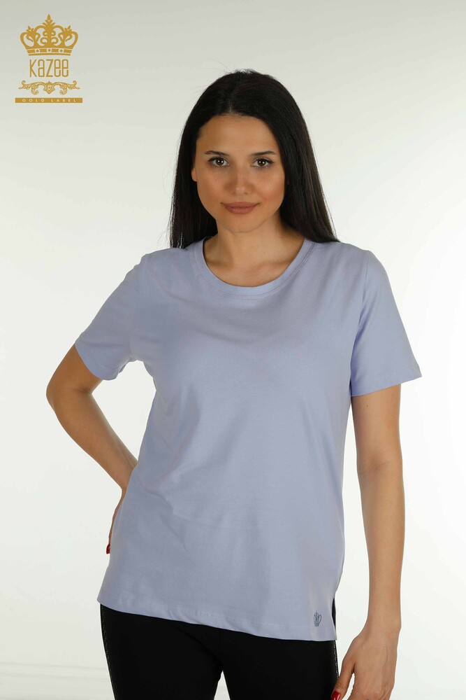 Wholesale Women's Blouse Short Sleeve Lilac - 79563 | KAZEE - 1