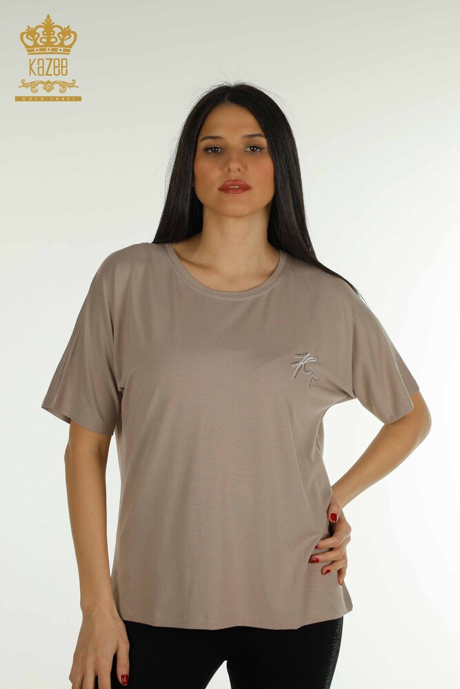 Wholesale Women's Blouse Short Sleeve Mink - 79302 | KAZEE - 1